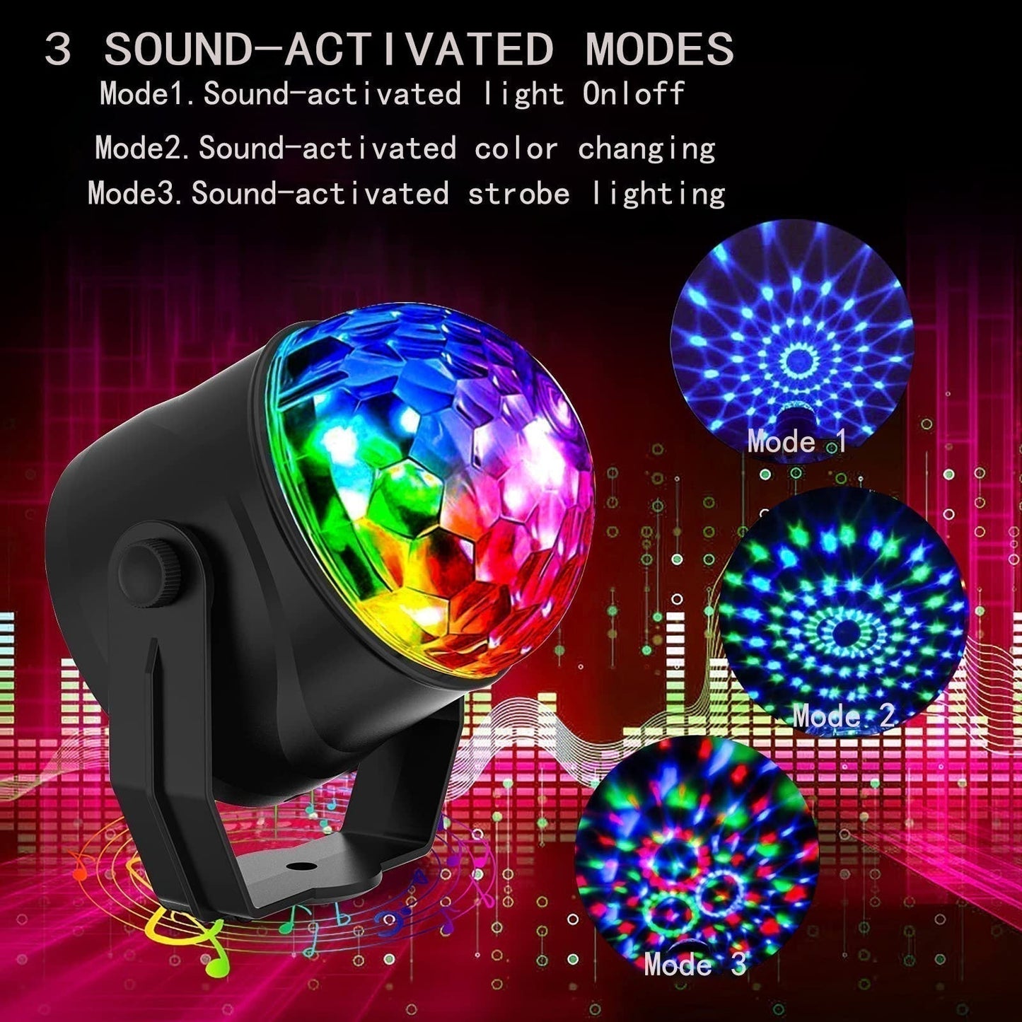 ✨ MAGISCHE DISCO-KUGEL - 6 Farben & 4 Modi, Automatische Rotation für Partys, USB-Betrieb mit Fernbedienung 🎉🪩