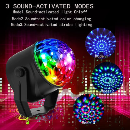 ✨ MAGISCHE DISCO-KUGEL - 6 Farben & 4 Modi, Automatische Rotation für Partys, USB-Betrieb mit Fernbedienung 🎉🪩