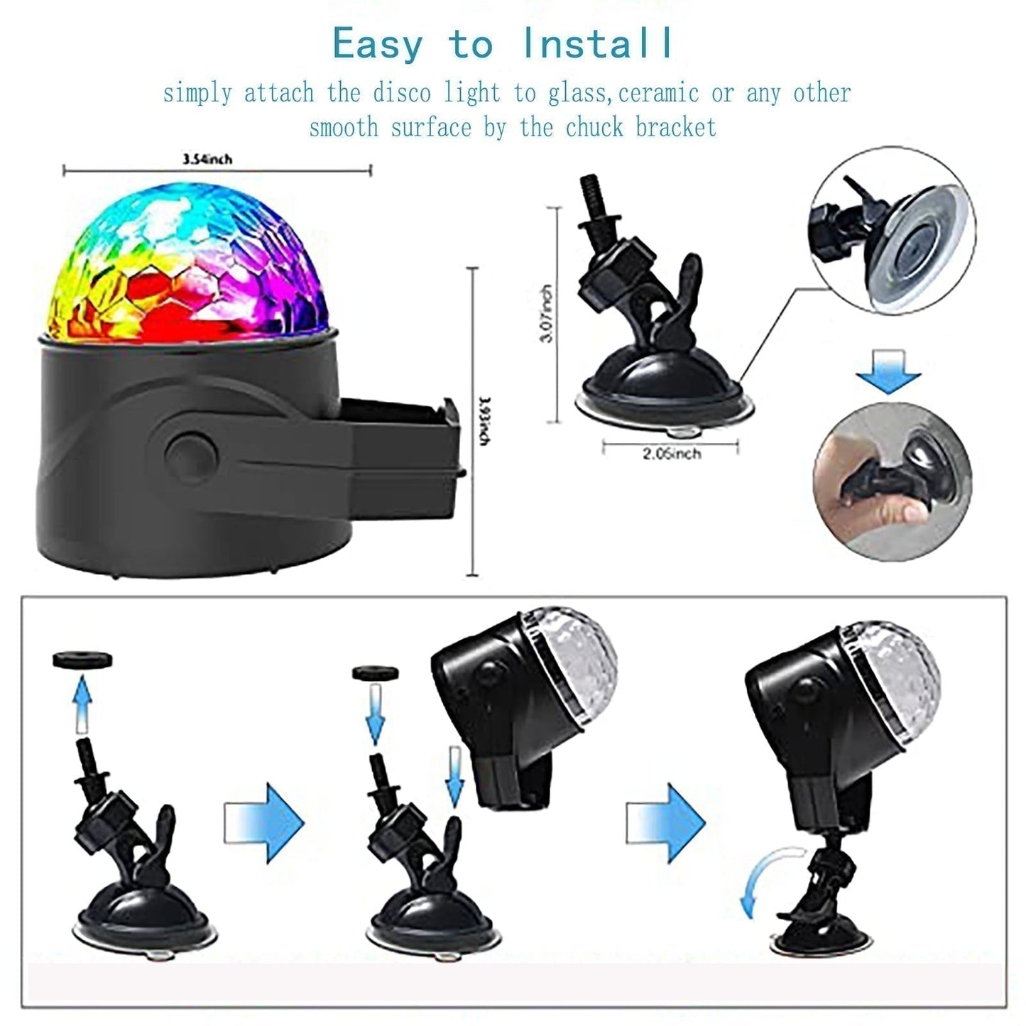 ✨ MAGISCHE DISCO-KUGEL - 6 Farben & 4 Modi, Automatische Rotation für Partys, USB-Betrieb mit Fernbedienung 🎉🪩