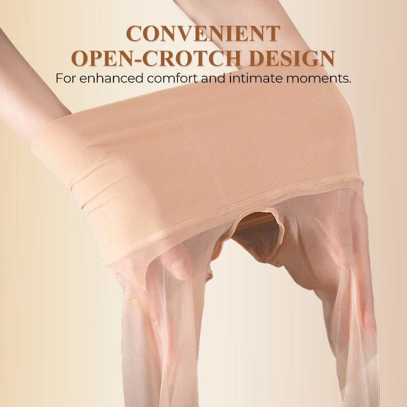 ✨ Hochbund Glanz-Strumpfhose – Offener Schritt, Ultradunn, Leuchtend ✨