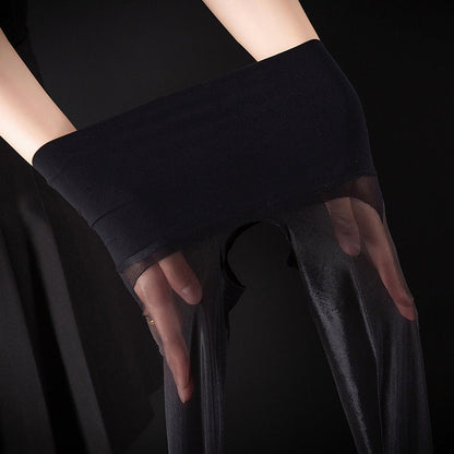 ✨ Hochbund Glanz-Strumpfhose – Offener Schritt, Ultradunn, Leuchtend ✨
