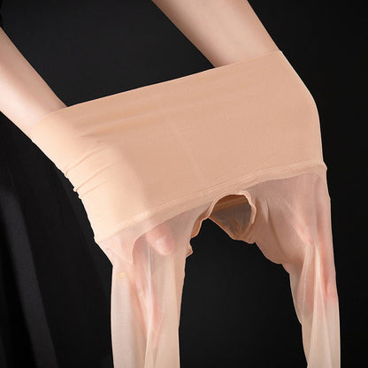 ✨ Hochbund Glanz-Strumpfhose – Offener Schritt, Ultradunn, Leuchtend ✨
