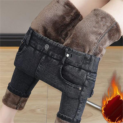 🔥2025 Black Friday Sale - 50% Rabatt🔥Damen Hoch Taille Schlank Dehnen Warme Röhrenjeans