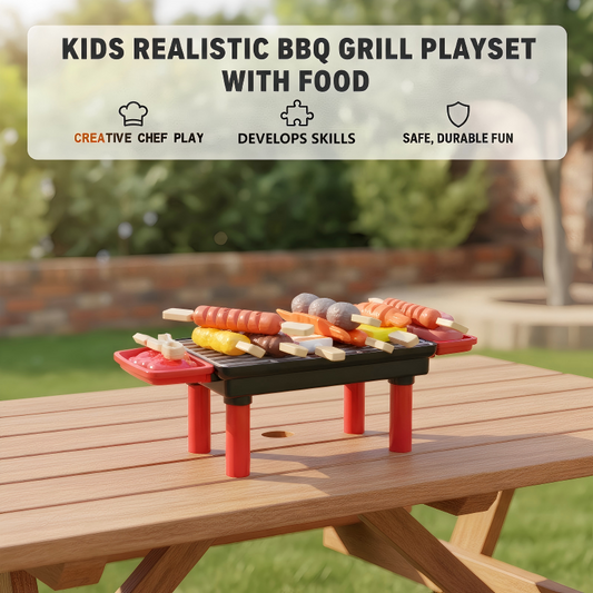 ✨ Perfektes Weihnachtsgeschenk: Realistisches Kinder-BBQ-Grill-Set mit Spiel-Essen 🎄