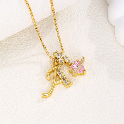 💖 Halskette mit Anfangsbuchstaben und rosa Herzanhänger