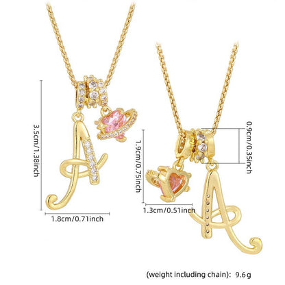 💖 Halskette mit Anfangsbuchstaben und rosa Herzanhänger