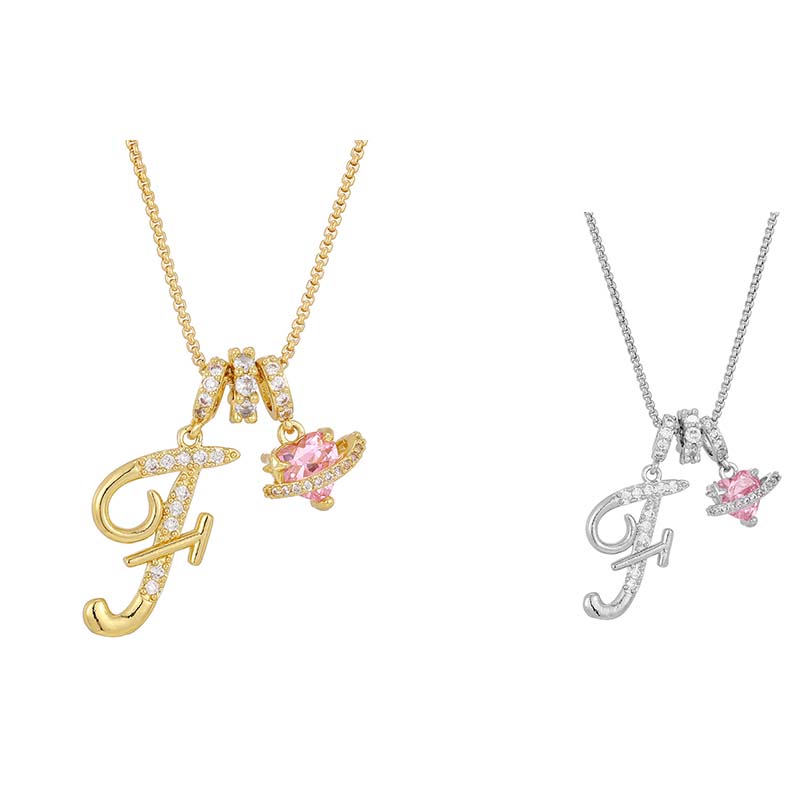 💖 Halskette mit Anfangsbuchstaben und rosa Herzanhänger