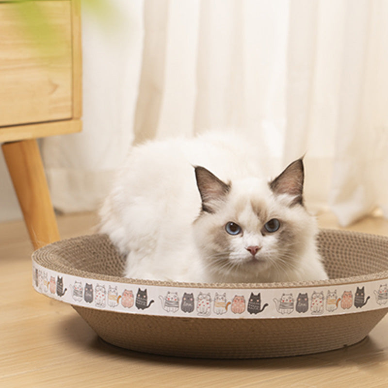 Multi-Functional Bowl-Shaped Corrugated Cat Scratcher