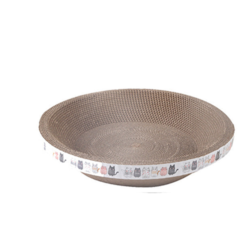 Multi-Functional Bowl-Shaped Corrugated Cat Scratcher
