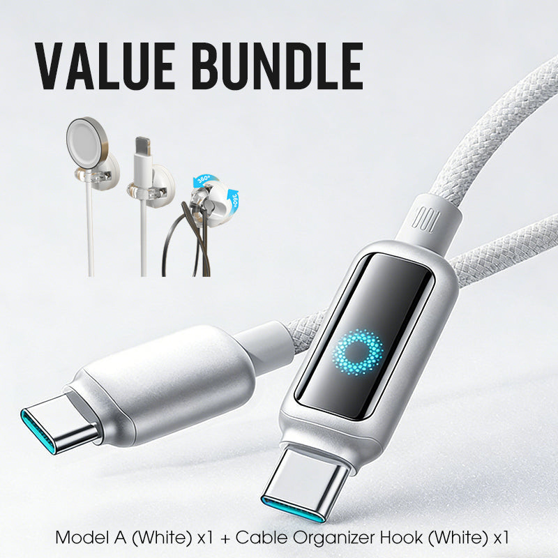 Lot promotionnel : Câble de charge rapide à coupure intelligente + Crochet organiseur de câbles