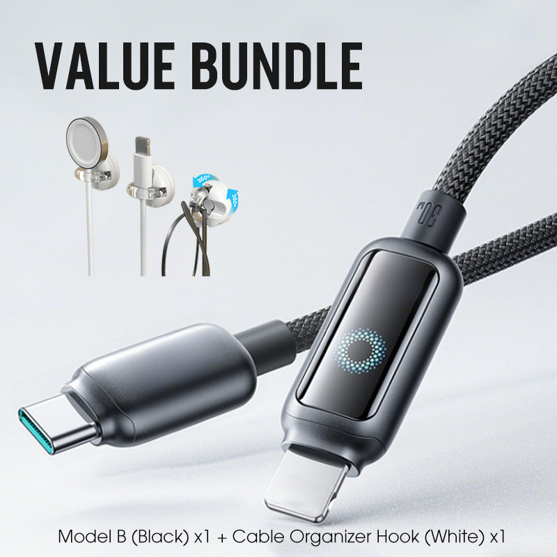 Lot promotionnel : Câble de charge rapide à coupure intelligente + Crochet organiseur de câbles