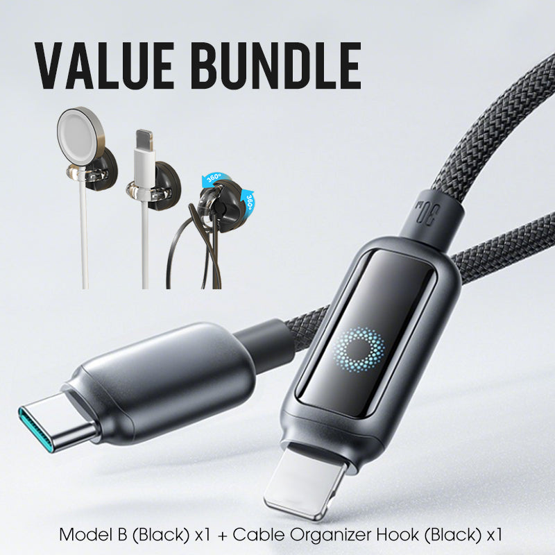 Lot promotionnel : Câble de charge rapide à coupure intelligente + Crochet organiseur de câbles