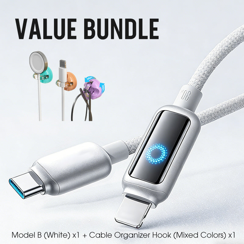 Lot promotionnel : Câble de charge rapide à coupure intelligente + Crochet organiseur de câbles
