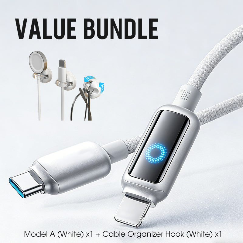 Lot promotionnel : Câble de charge rapide à coupure intelligente + Crochet organiseur de câbles