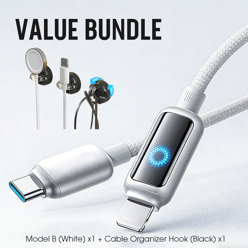 Lot promotionnel : Câble de charge rapide à coupure intelligente + Crochet organiseur de câbles