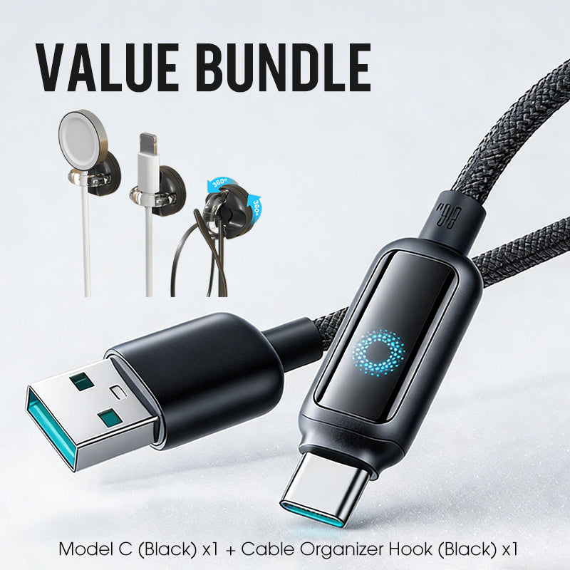 Lot promotionnel : Câble de charge rapide à coupure intelligente + Crochet organiseur de câbles