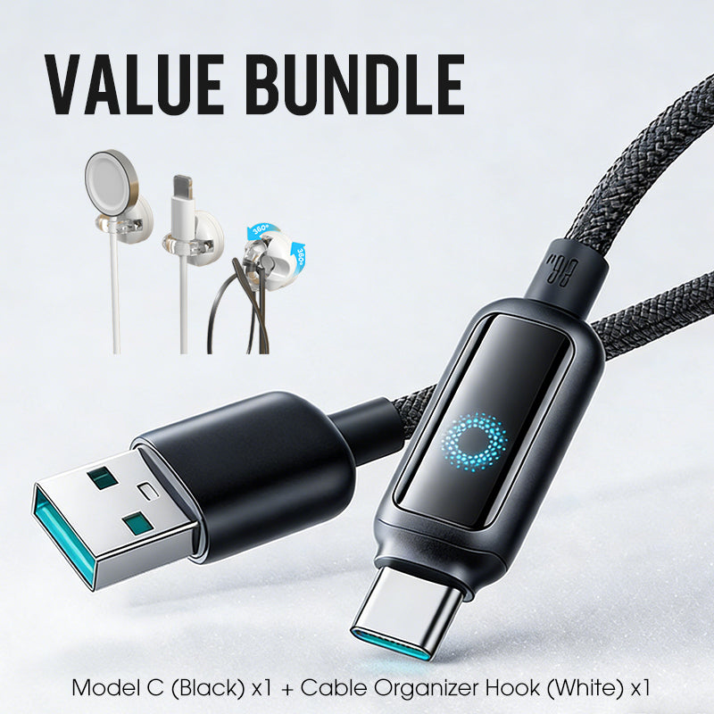 Lot promotionnel : Câble de charge rapide à coupure intelligente + Crochet organiseur de câbles