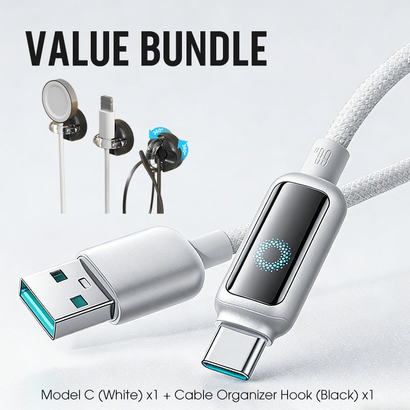 Lot promotionnel : Câble de charge rapide à coupure intelligente + Crochet organiseur de câbles