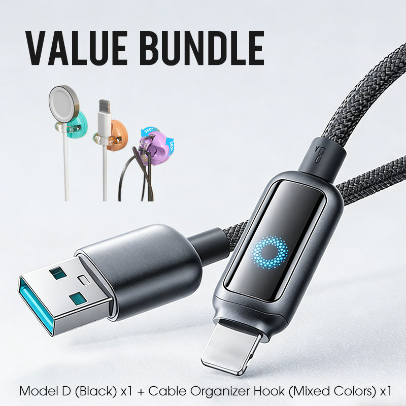 Lot promotionnel : Câble de charge rapide à coupure intelligente + Crochet organiseur de câbles