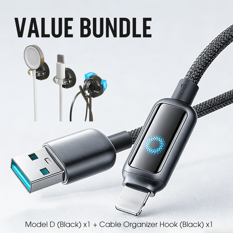 Lot promotionnel : Câble de charge rapide à coupure intelligente + Crochet organiseur de câbles