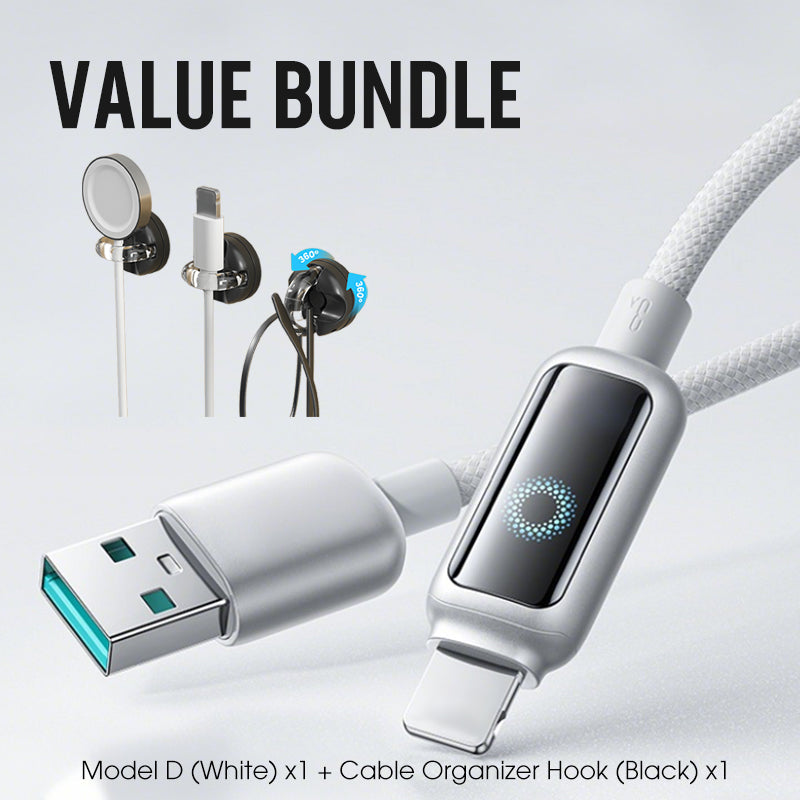 Lot promotionnel : Câble de charge rapide à coupure intelligente + Crochet organiseur de câbles