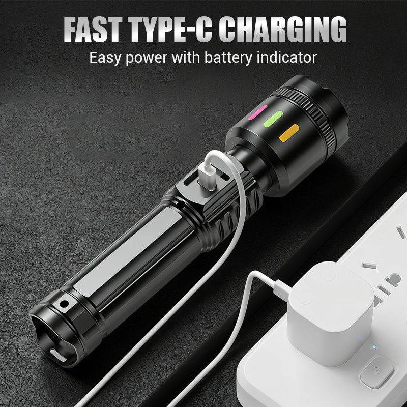 🔦Multifunktionale Zoom-LED-Taschenlampe mit Leistungsanzeige🌟
