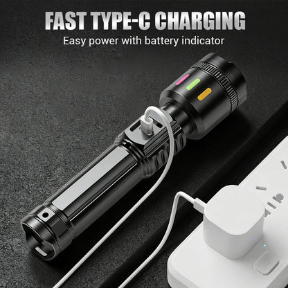 🔦Multifunktionale Zoom-LED-Taschenlampe mit Leistungsanzeige🌟