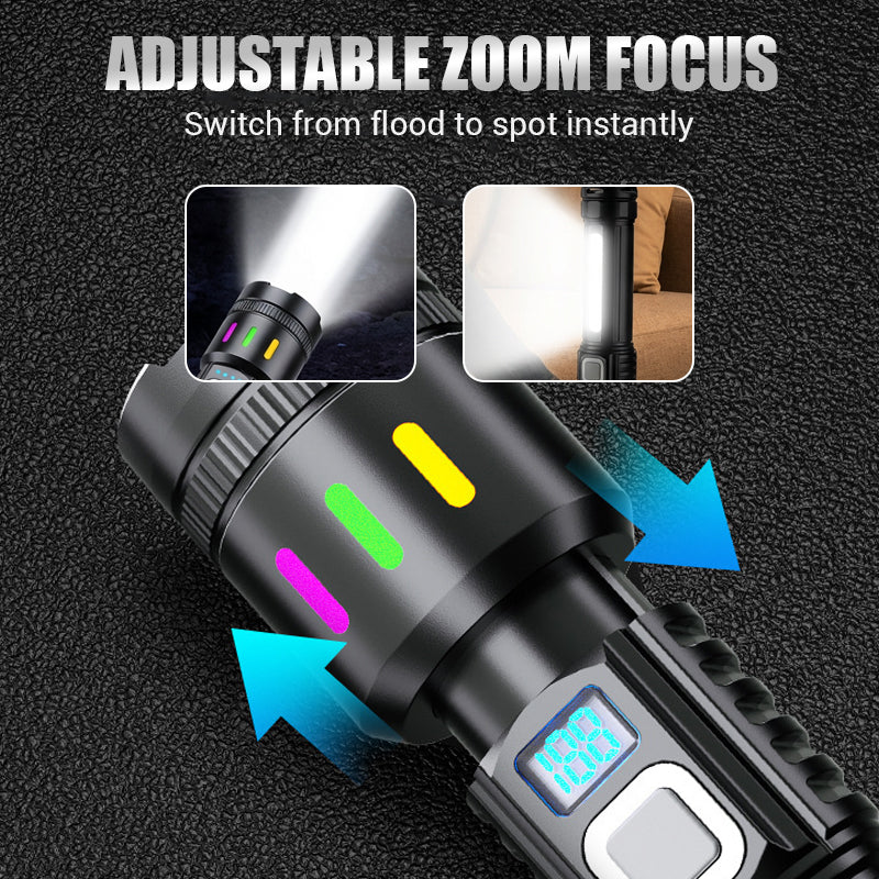 🔦Multifunktionale Zoom-LED-Taschenlampe mit Leistungsanzeige🌟