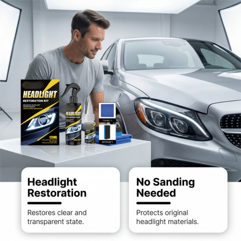 🚗💡Premium Scheinwerfer Reparatur Set – Politur & Versiegelung in 1 Set für langanhaltende Klarheit 👉✨
