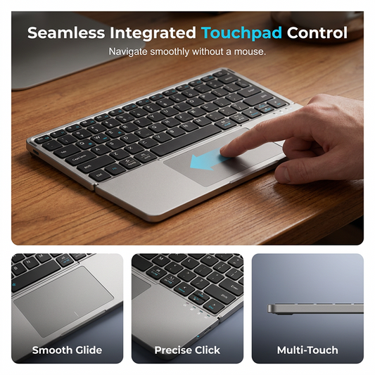 Ultradünne, zusammenklappbare Tastatur mit Touchpad und integriertem Ständer📱