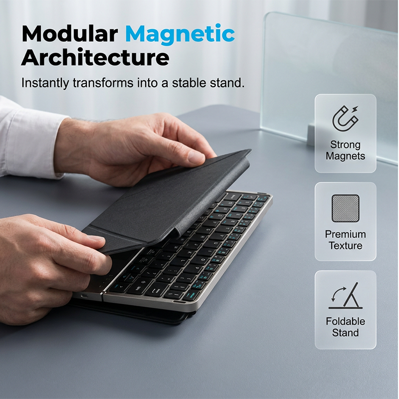Ultradünne, zusammenklappbare Tastatur mit Touchpad und integriertem Ständer📱