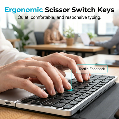 Ultradünne, zusammenklappbare Tastatur mit Touchpad und integriertem Ständer📱