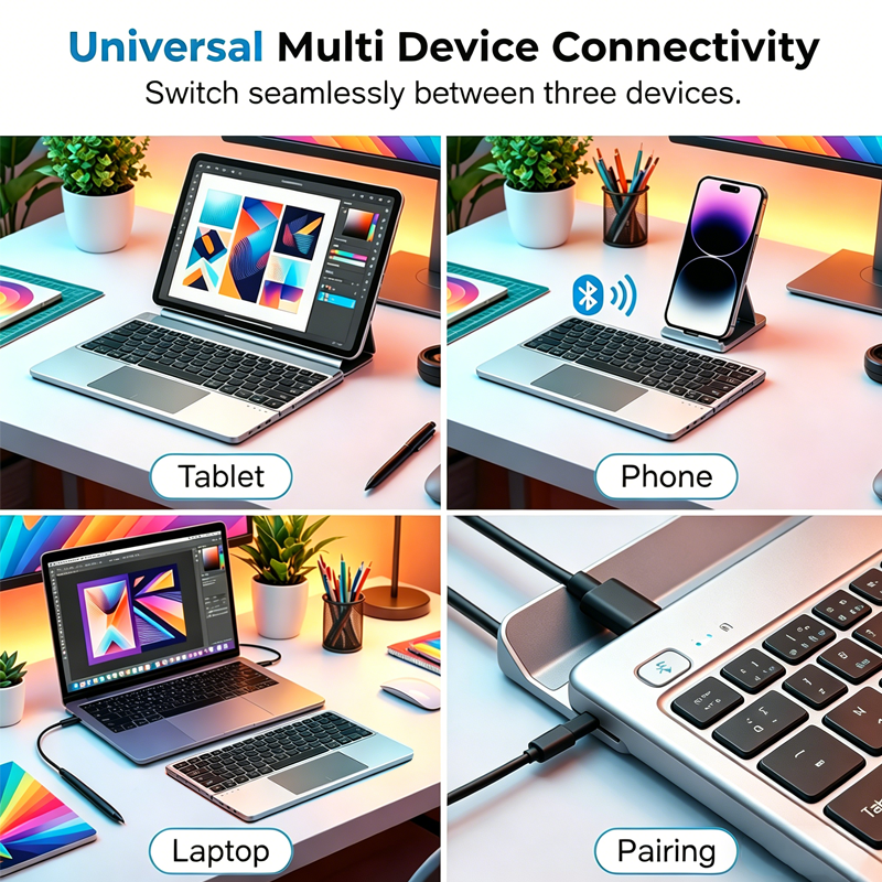 Ultradünne, zusammenklappbare Tastatur mit Touchpad und integriertem Ständer📱