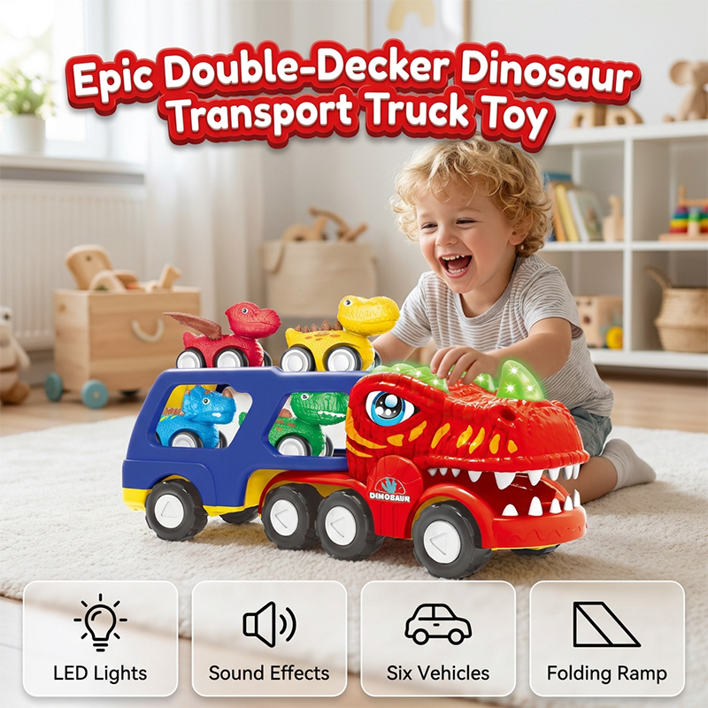Spielzeug-Doppeldecker-Dinosaurier-Transport-Lkw