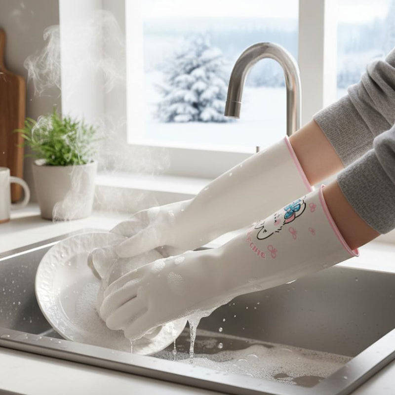 Lange, wasserdichte, warme Reinigungshandschuhe