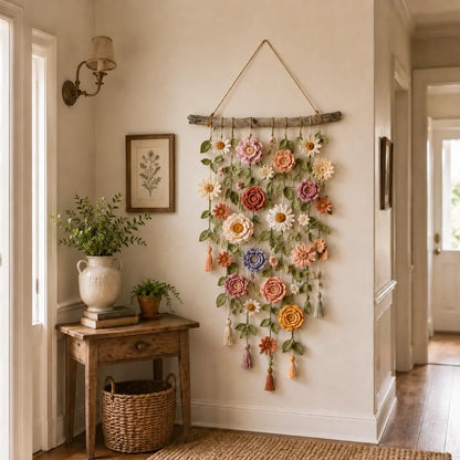 Boho-Dekoration mit all'uncinetto Blumen 🌸🌿