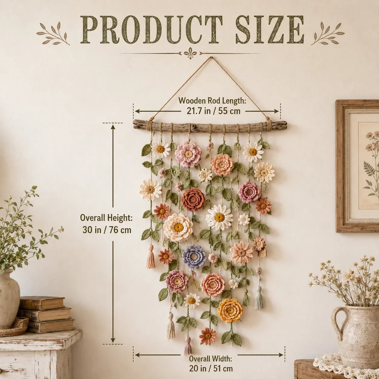 Boho-Dekoration mit all'uncinetto Blumen 🌸🌿