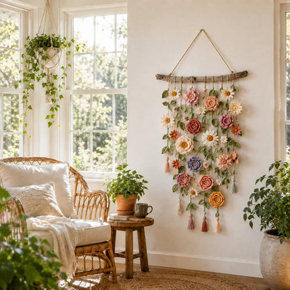Boho-Dekoration mit all'uncinetto Blumen 🌸🌿