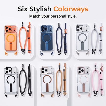 📱 50% Rabatt! 🎀 Multifunktionale Smartphone-Hülle mit Handgelenkriemen – TPU – Eingebaute Ständerfunktion & verstellbarer 8 mm Handgelenkriemen – Kompatibel mit iPhone 14/15/16/17 Pro/Max