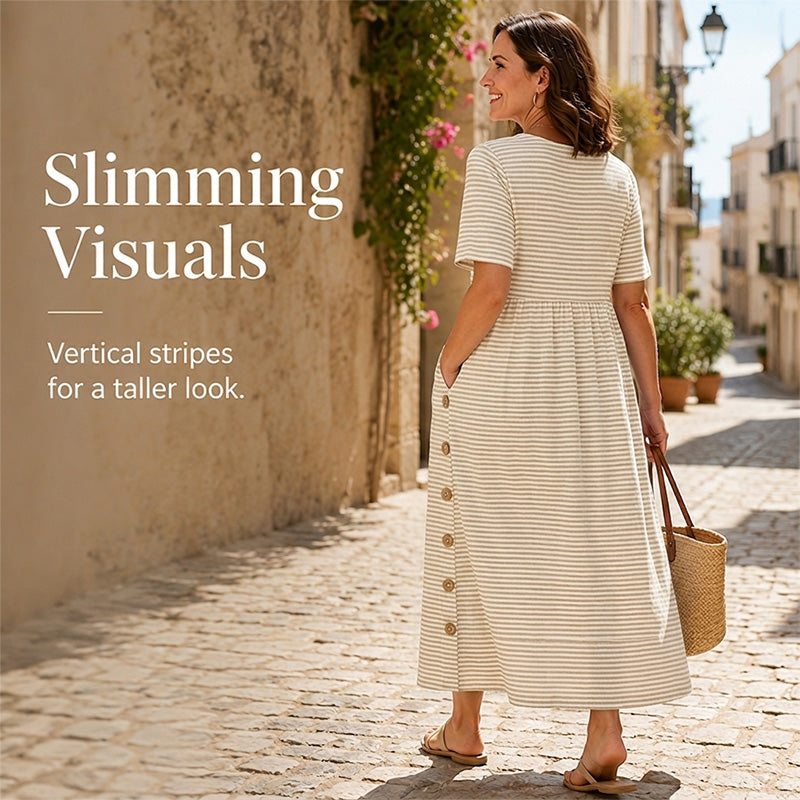📢📢50% RABATT !! ⏰Damen Lässiges Gestreiftes Kleid in Relaxed-Fit