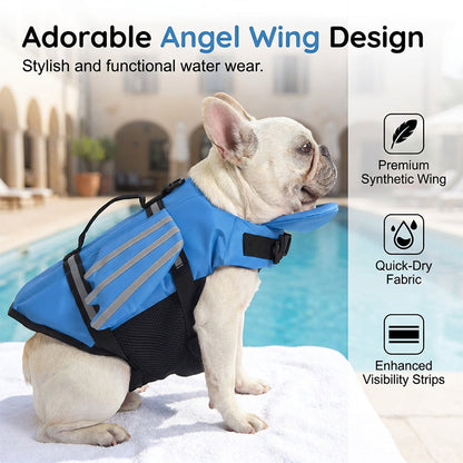 🐶🦺 Giubbotto di salvataggio riflettente a forma di ali d'angelo per cani ✨🌊