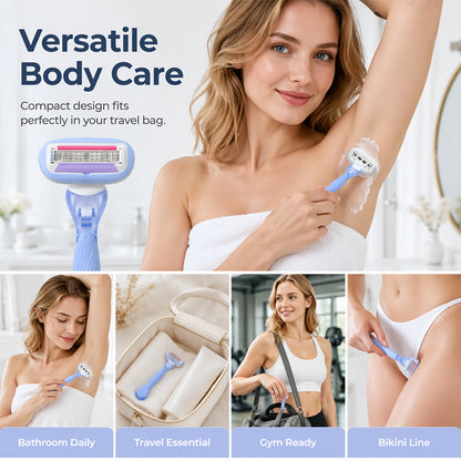 🔥Heißer Sale: 50 % Rabatt🔥 Damen-Rasierer mit 5 Klingen – ergonomischer, rutschfester Griff, kompatibel mit Ersatzklingen 🪒