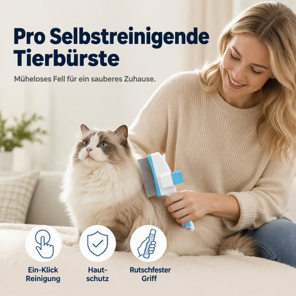 Selbstreinigende Fellbürste für Haustiere mit Ein-Klick-Entriegelung
