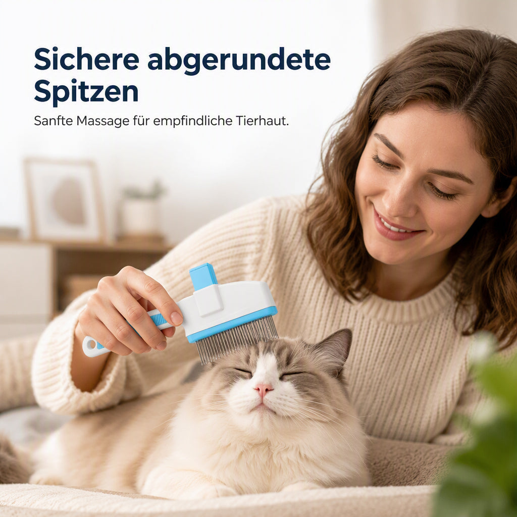 Selbstreinigende Fellbürste für Haustiere mit Ein-Klick-Entriegelung