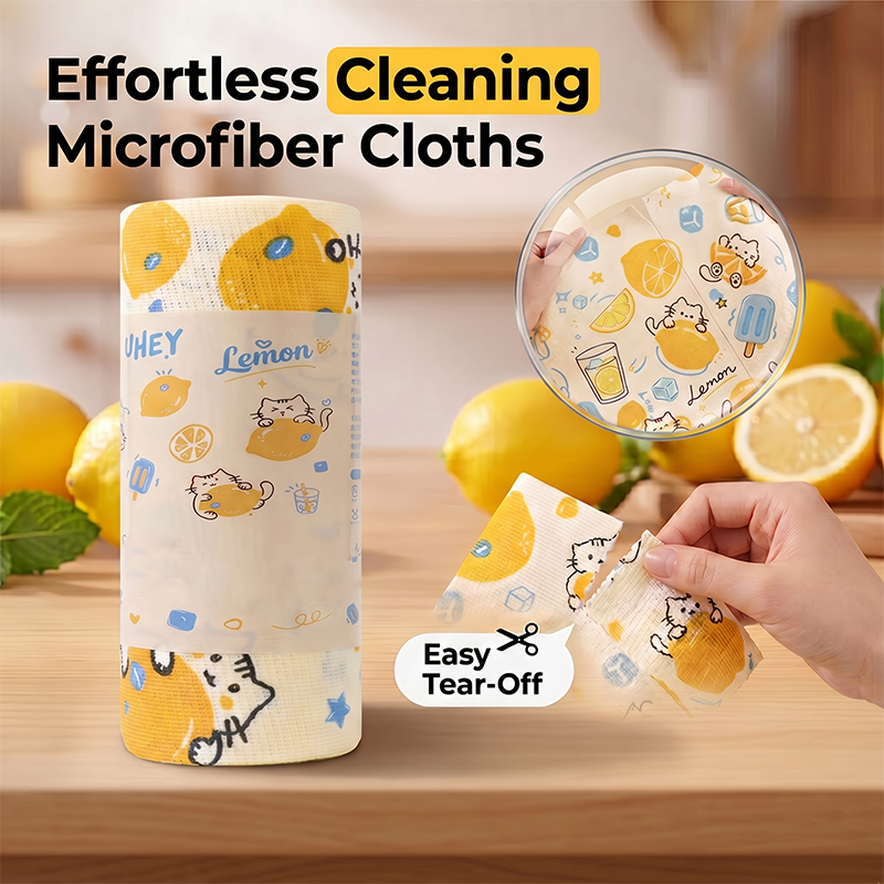 Printed Tear-Off Microfiber Cleaning Cloths for Kitchen