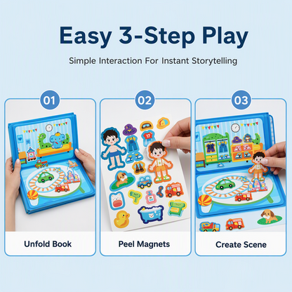 Magnetisches Quiet-Book für Kinder mit Faltpuzzle – Frühförderungsspielzeug für Jungen und Mädchen