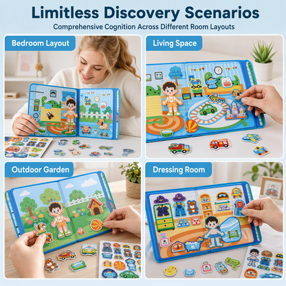 Magnetisches Quiet-Book für Kinder mit Faltpuzzle – Frühförderungsspielzeug für Jungen und Mädchen