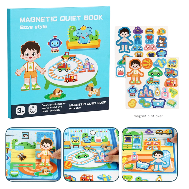 Magnetisches Quiet-Book für Kinder mit Faltpuzzle – Frühförderungsspielzeug für Jungen und Mädchen