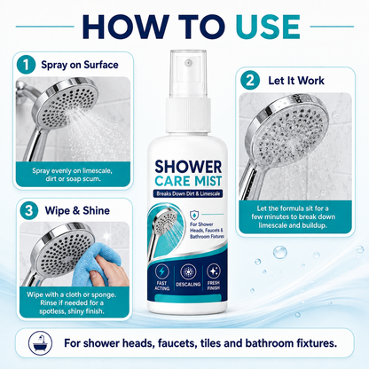 🚿 50% RABATT! 🧴 Schnell wirkendes Duschkalkentfernungsspray – Effektiv gegen Kalk, Seifenreste & Wasserflecken – Ideal für Fliesen, Duschkabinen & Armaturen ✨