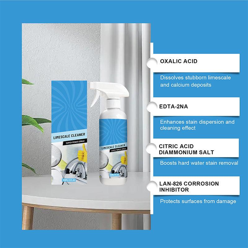 Leistungsstarkes Entkalkungsspray für Wasserhähne und Spülbecken